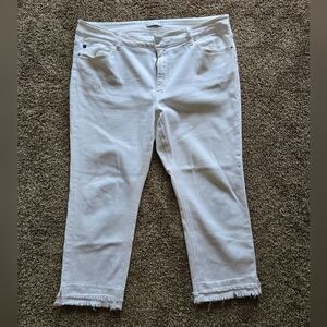KanCan White Cropped Frayed Hem Jeans